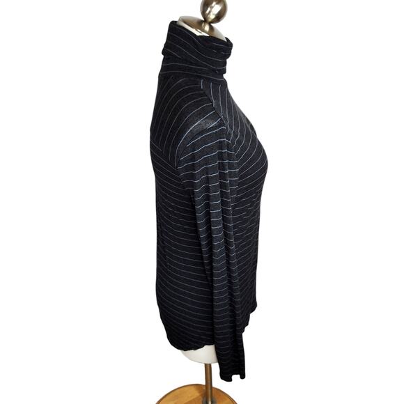 Prana Foundation Turtleneck Top Modal Women's Small Charcoal Heather Stripe - Picture 5 of 10